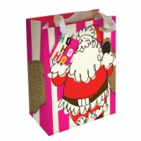 Caroline Gardner Medium Christmas Santa Striped Gift Bag